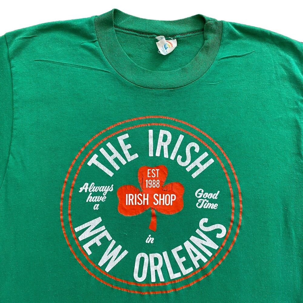 Vintage Irish Shop New Orleans T Shirt Nola 90s Large Green Pub French Quarter